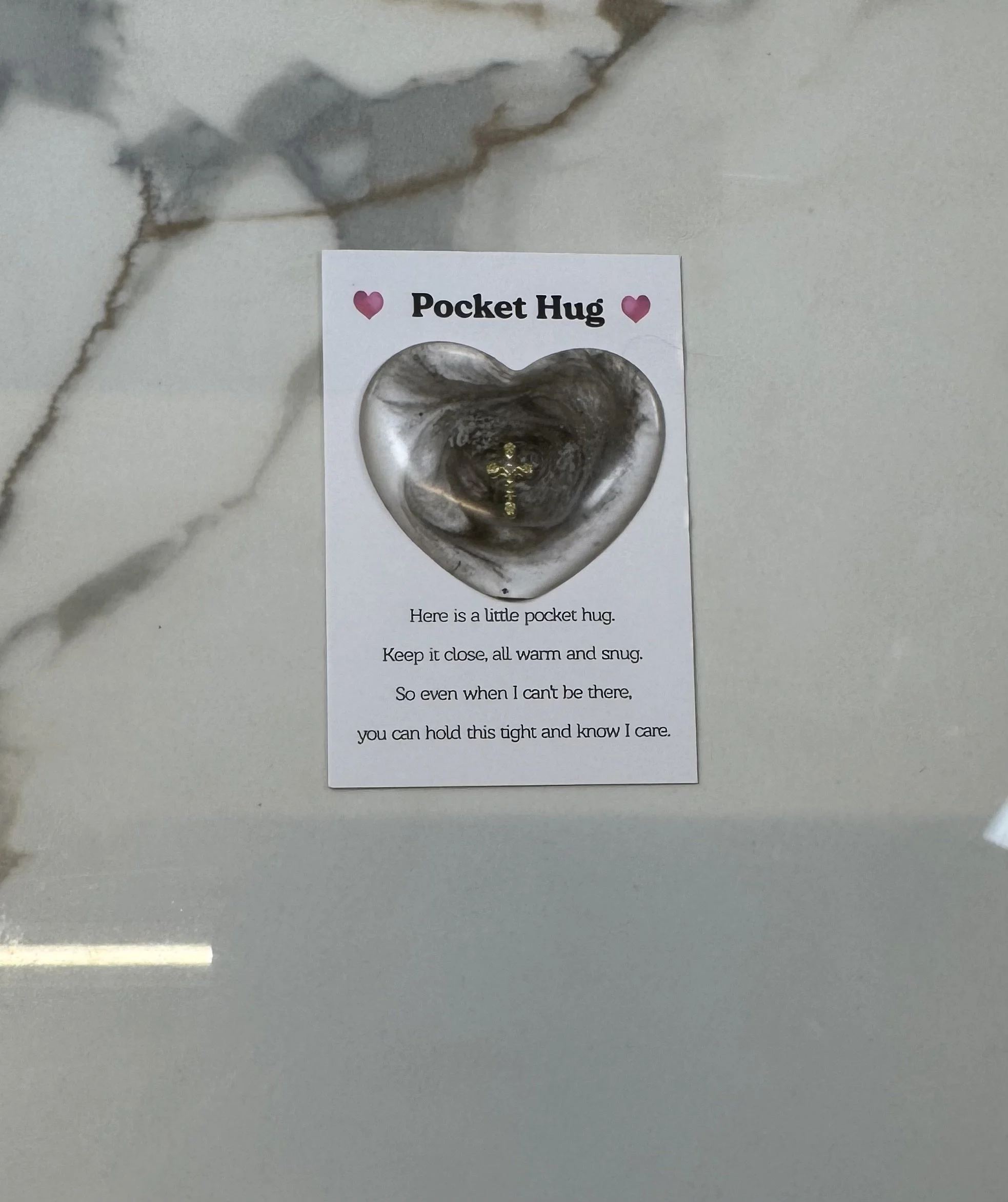 Resin Grey Cross Pocket Hug with Quote Card #539