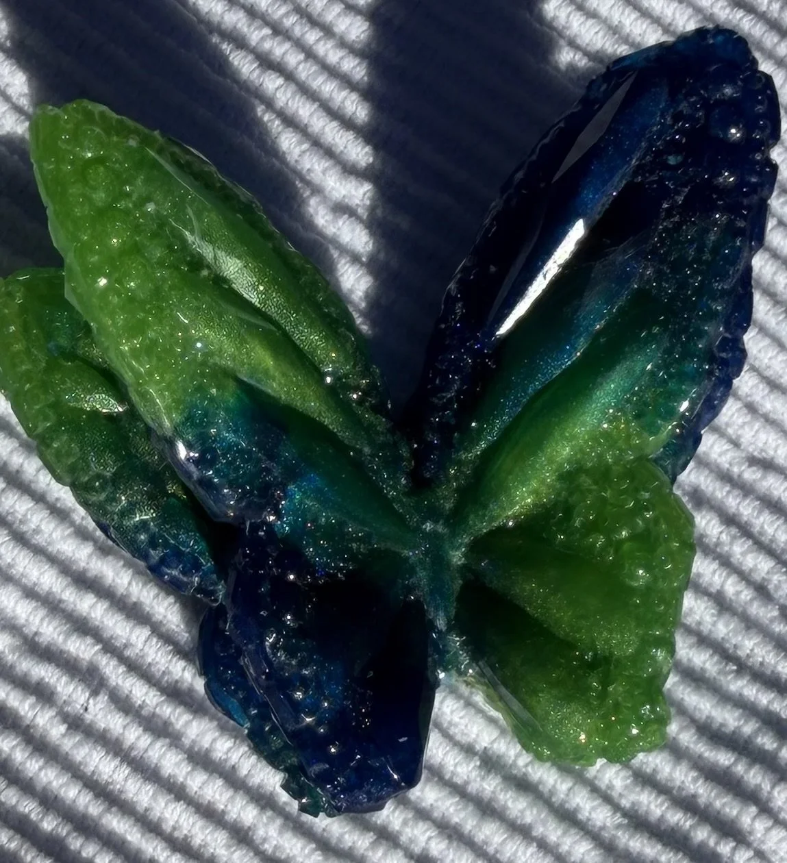 Sparkling 3D Resin Butterfly Decor Dark Blue & Green