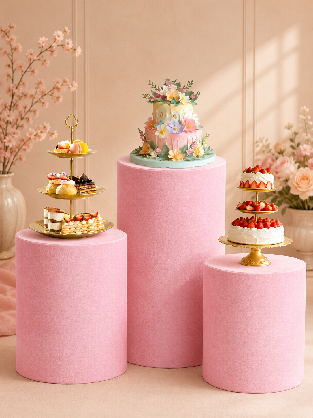 Pink Modern Pedestal Cover Set