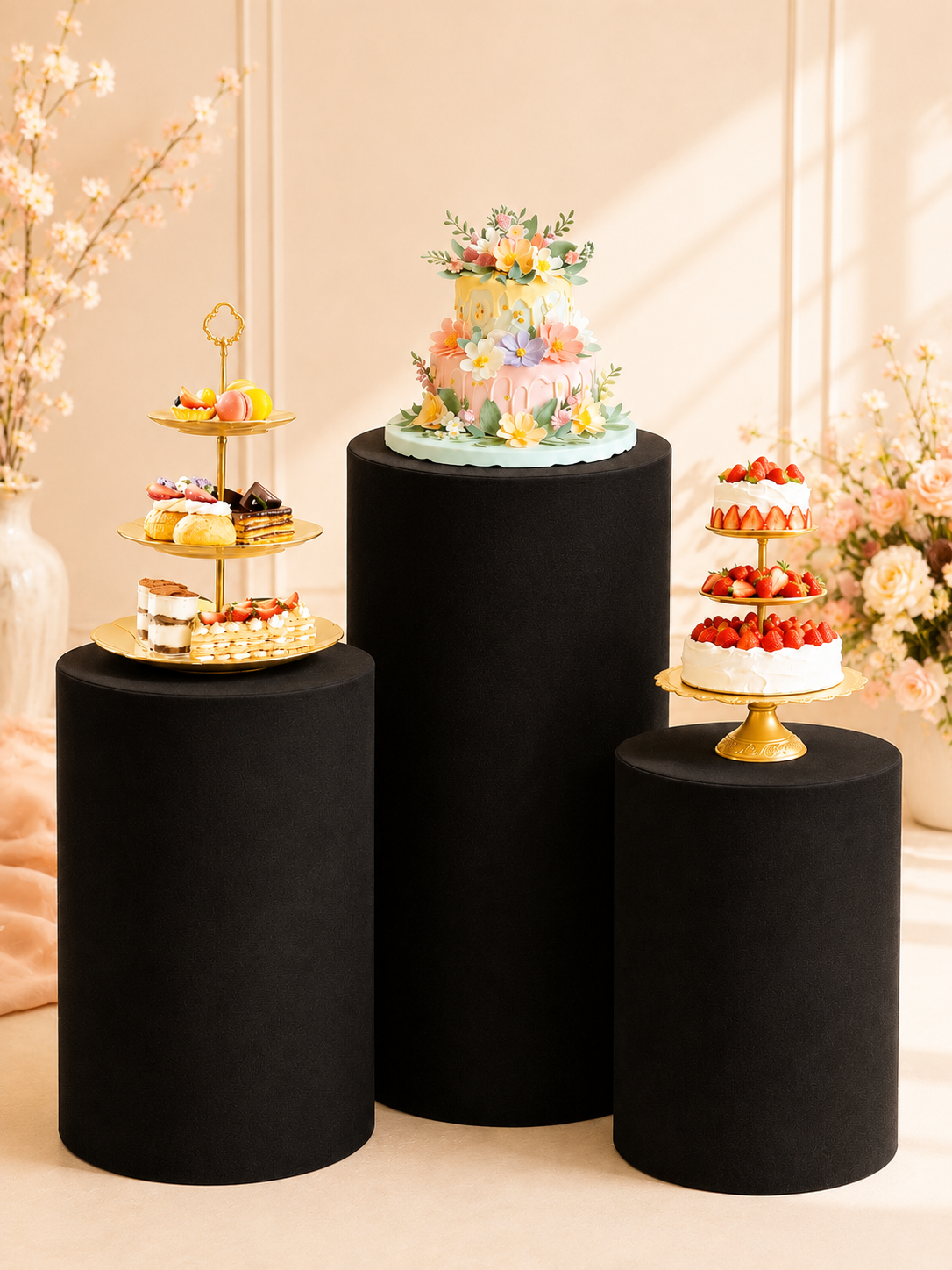 Black Modern Pedestal Cover Set
