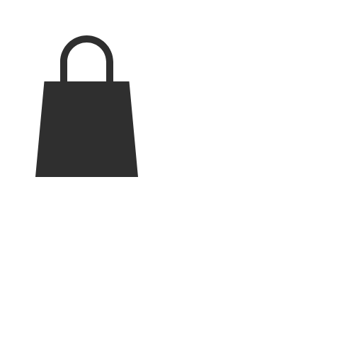 A black shopping bag icon with a handle.