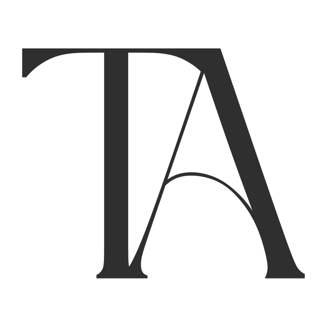 Stylized black and gray letters 'TA' with sharp edges and a modern design.