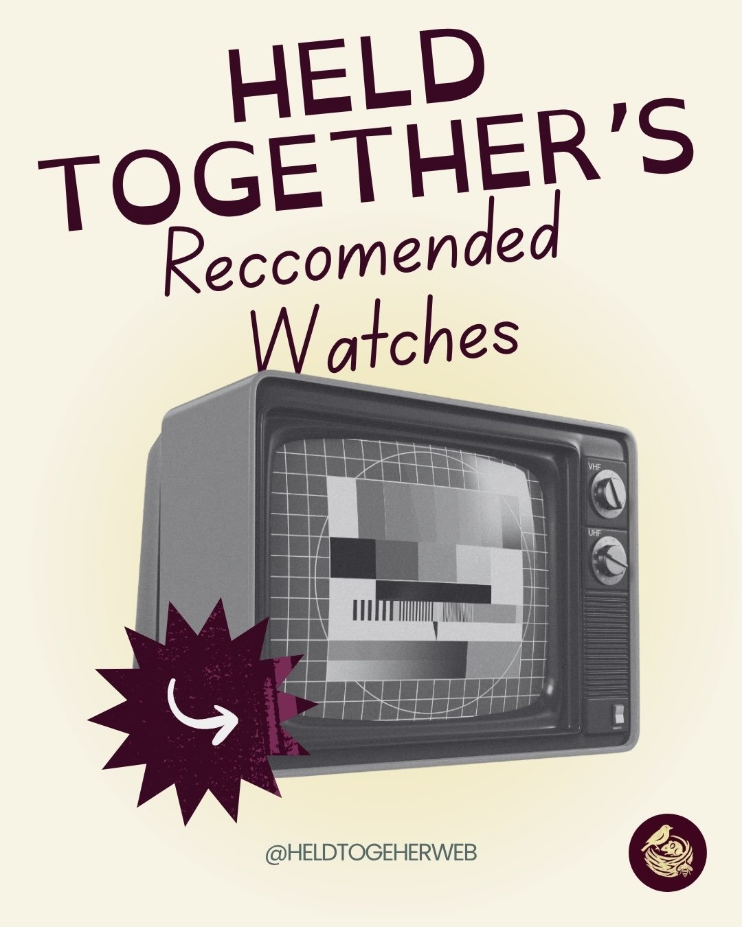 Need something to watch? 📺

Try one of our movie or TV show recommendations! 

#heldtogether #movies #tv #disability #disabilityrepresentation