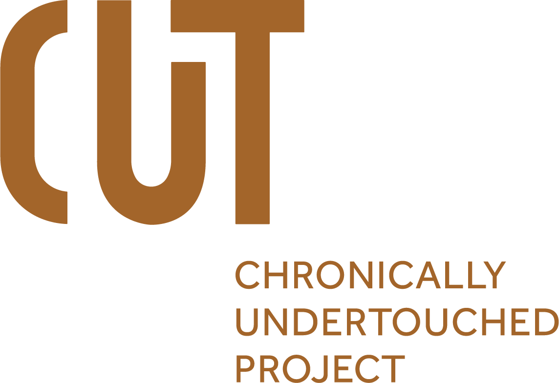 Logo for the 'Chronicly Undertouched Project' with stylized letters and brown text.