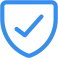 A blue shield with a check mark in the center.