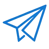 Blue outlined paper airplane icon on a blue background