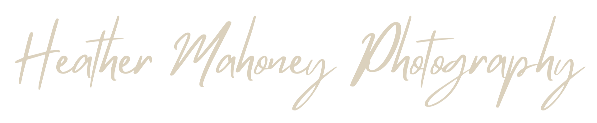 Signature-style text that reads 'Heather Mahoney Photography' in beige on a transparent background.