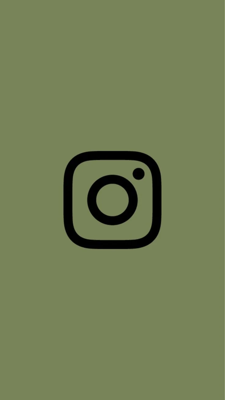 Instagram logo icon on an olive green background.