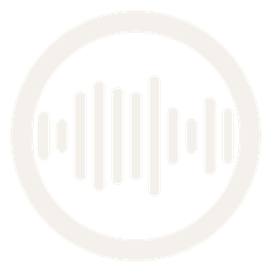 A white circular icon with black background and a white soundwave pattern inside.