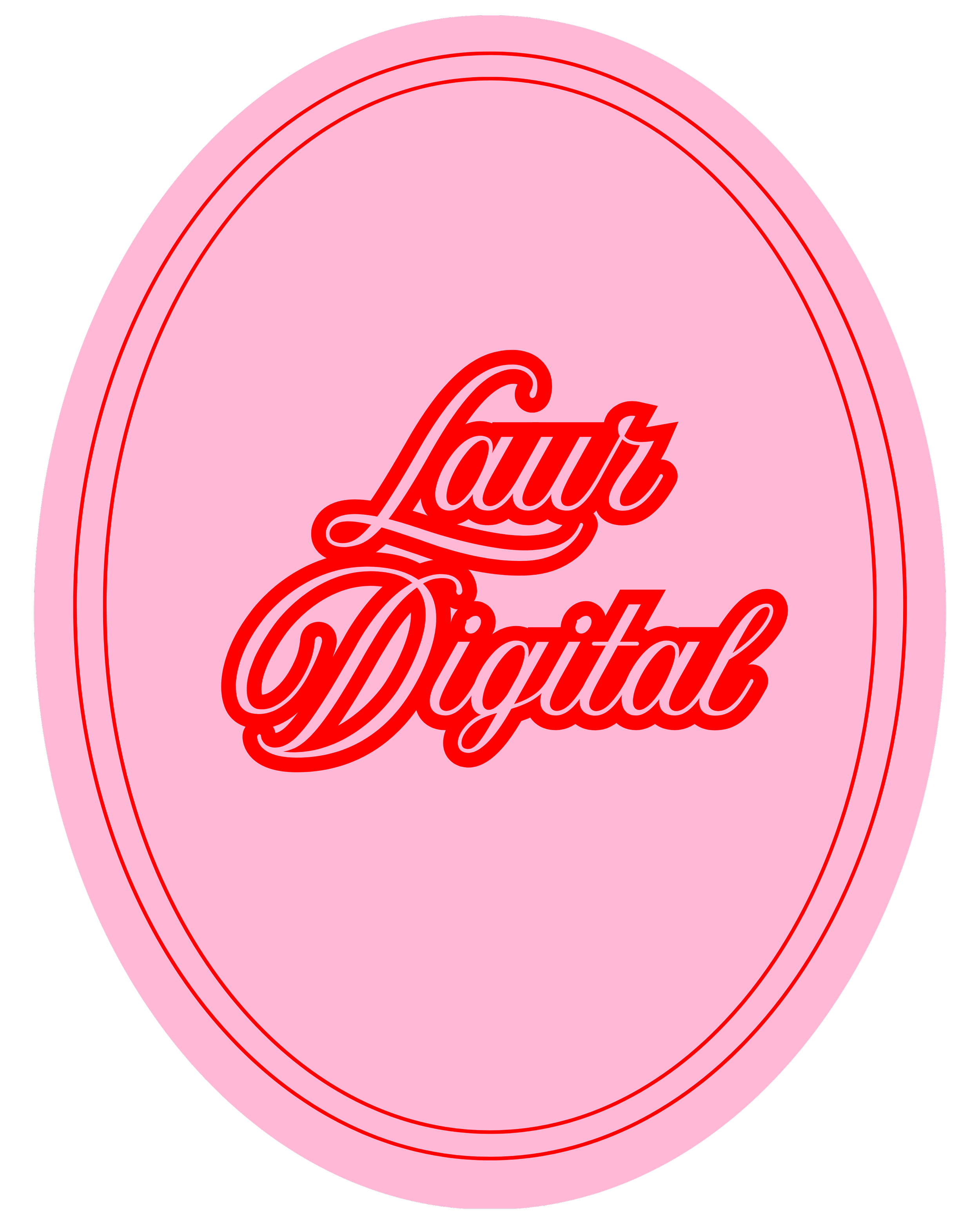 Close-up of a pink circular label with red text that reads "Lair" and partially visible words "Digital" on a black background.