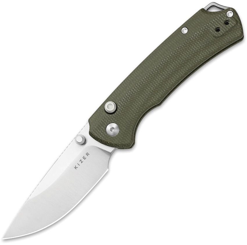 Kizer T1 BD Button Lock Green Micarta