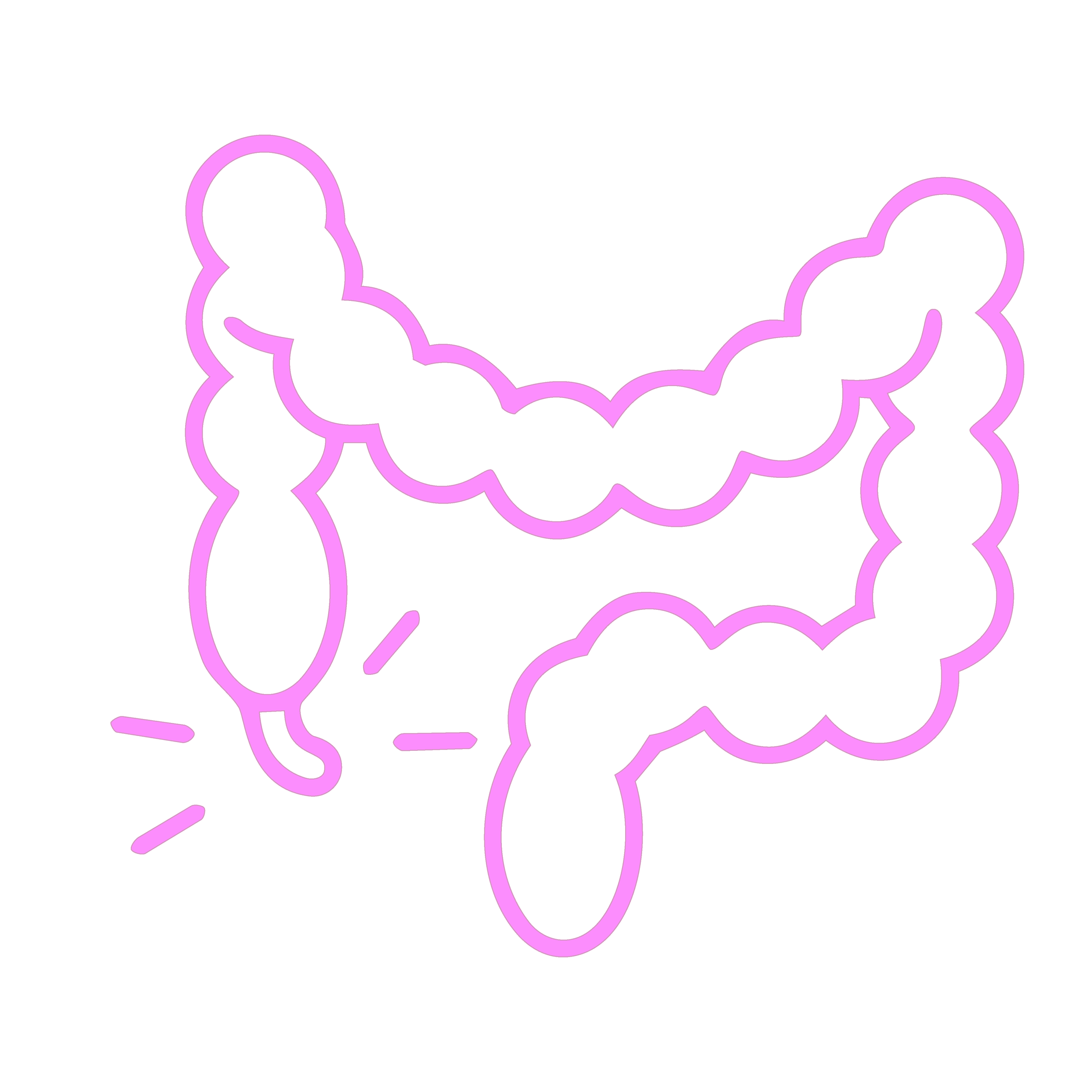 Outline of a butterfly-shaped flower with pink borders on a white background.