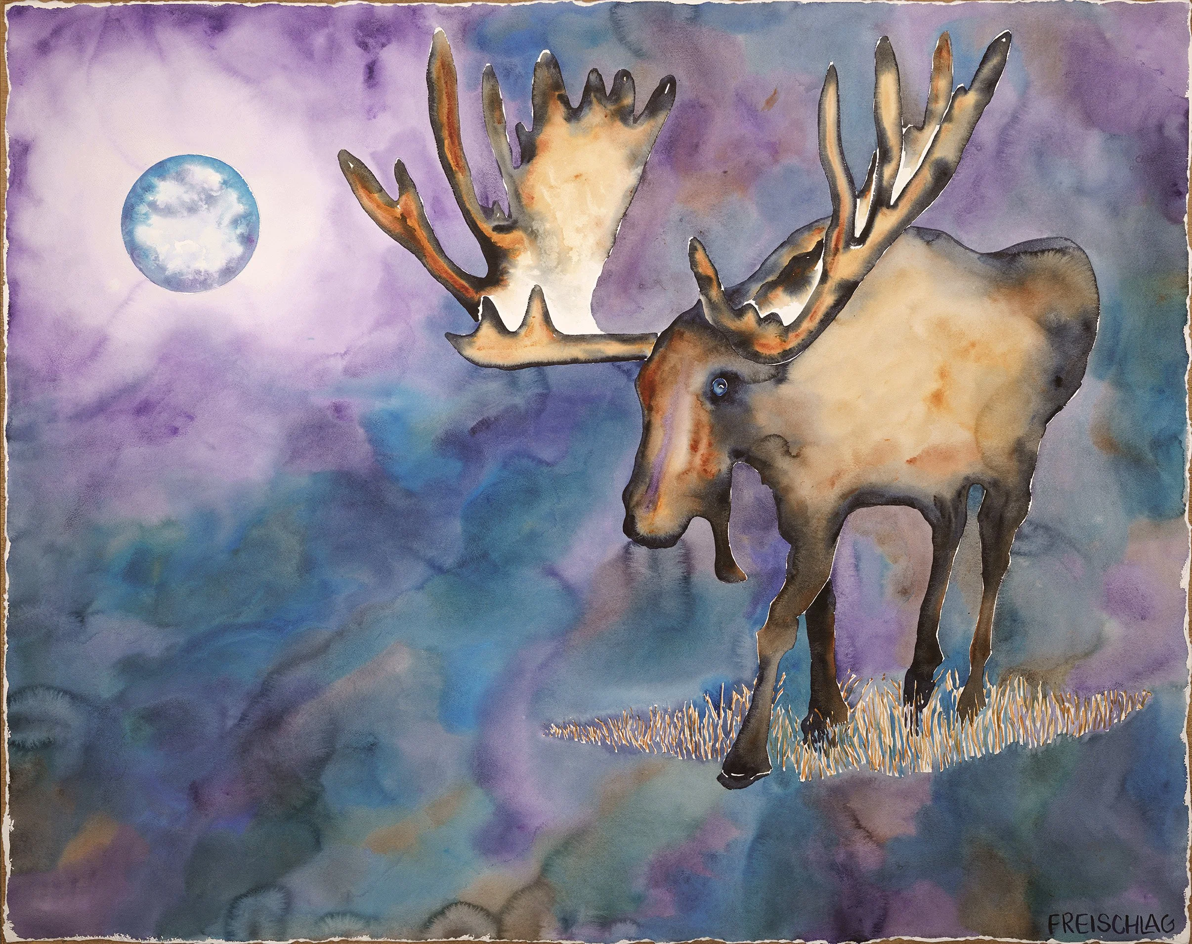 Under a Moose Blue Moon 48x60