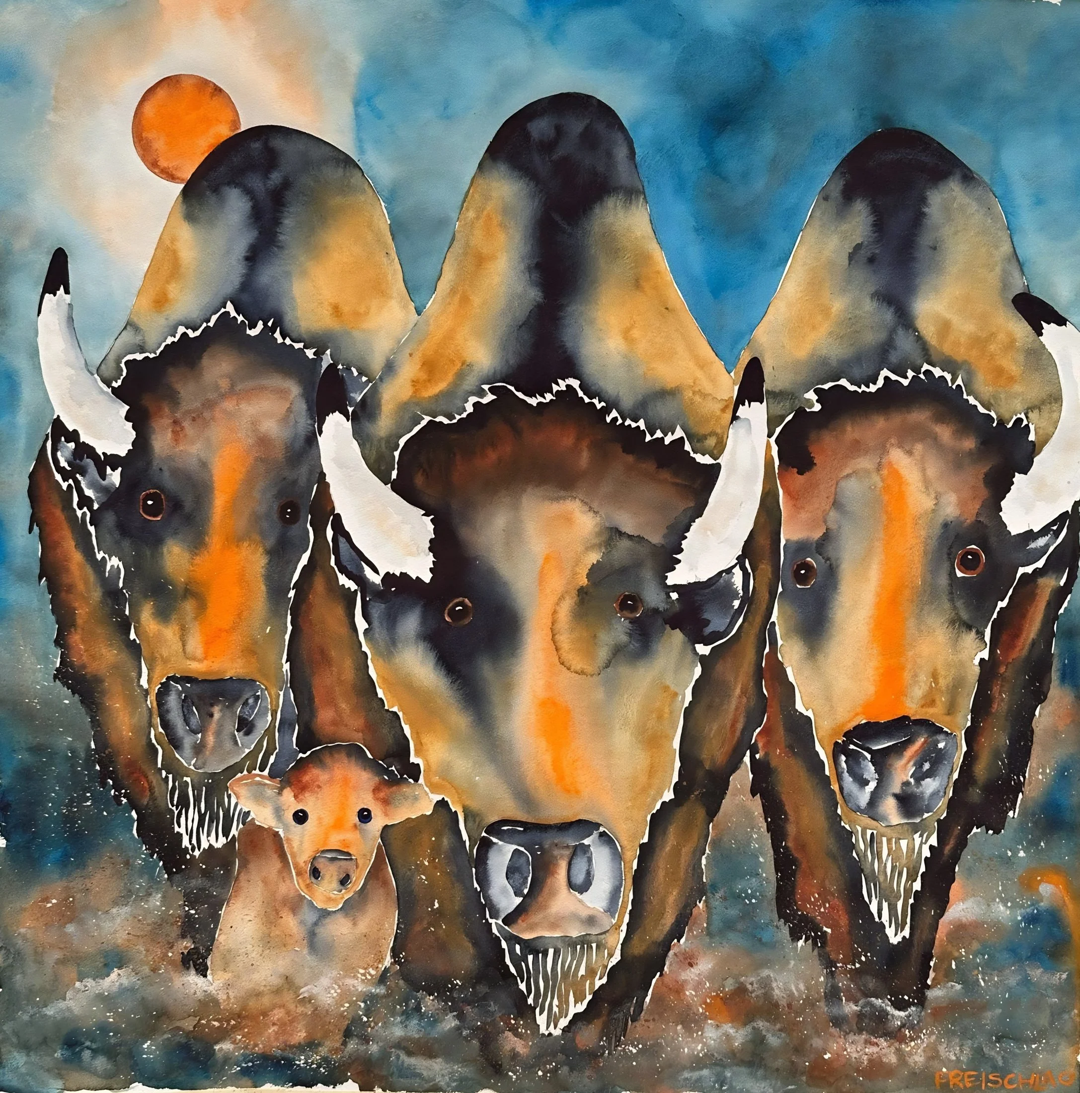 Orange of a Bison 48x48