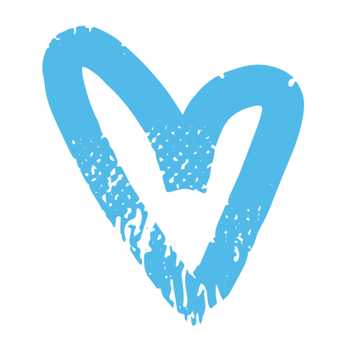 A Blue Heart Shape Outline with a distressed texture on a black background.