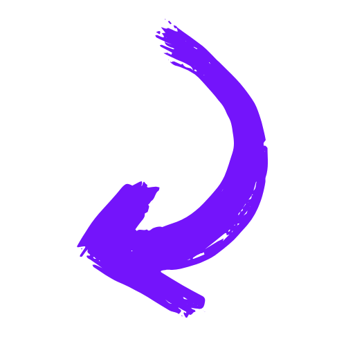 Purple brushstroke arrow pointing counterclockwise on black background.