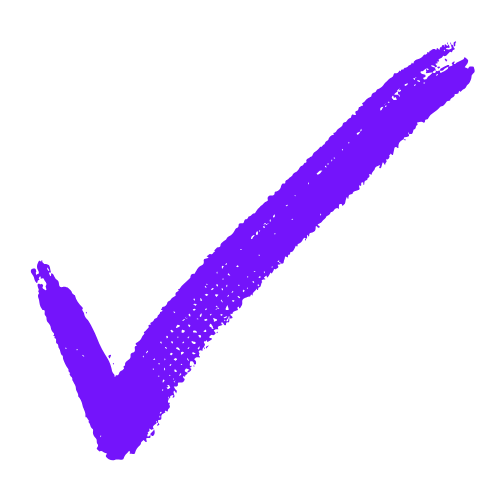 Purple check mark on a black background.