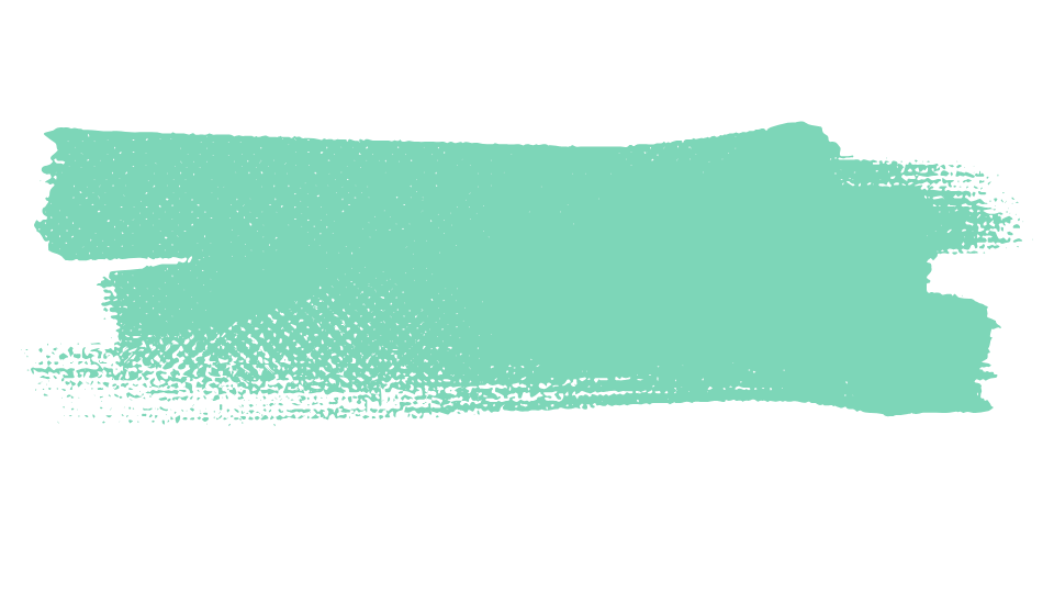 A large, horizontal, turquoise brushstroke