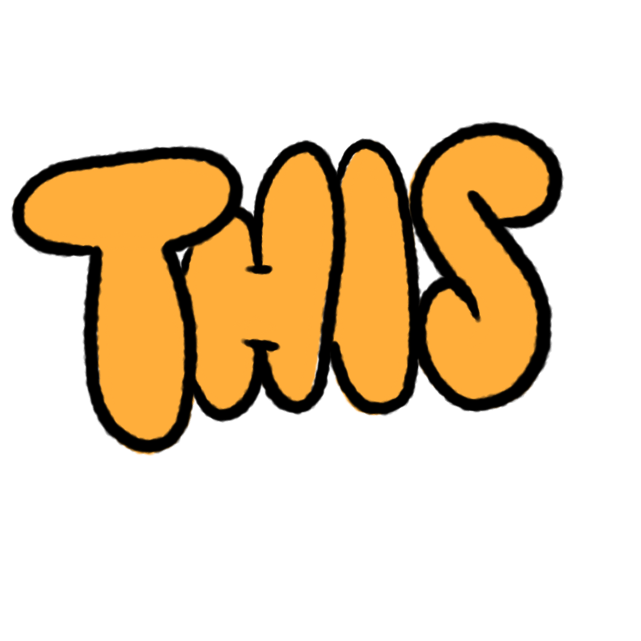Text in a playful, orange, cartoon-style font spelling "THAS" against a black background.