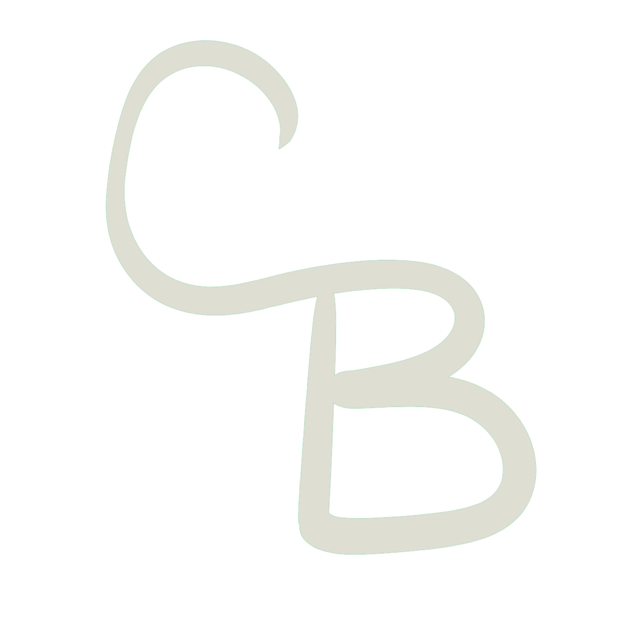 Une grande lettre 'C' en gris clair et une grande lettre 'B' en gris clair superposée, toutes deux en arrière-plan sur fond blanc.