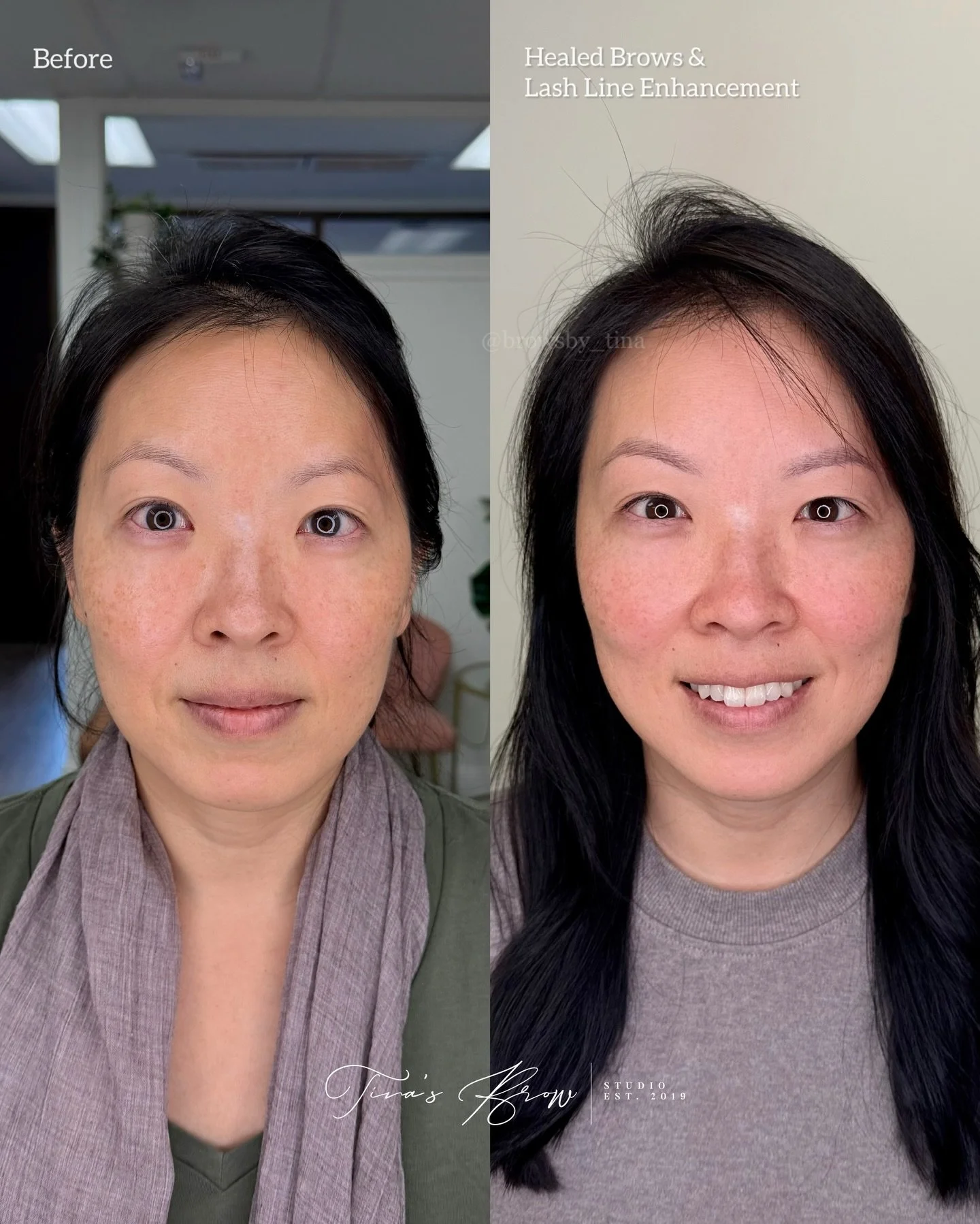 Are you someone who doesn&rsquo;t wear much makeup, but still wants to look put together? So does my sweet client in this post. 💕

She hardly ever wears makeup and wanted to keep her brows + lash liner super soft and natural. ✨ 

Because she&rsquo;s