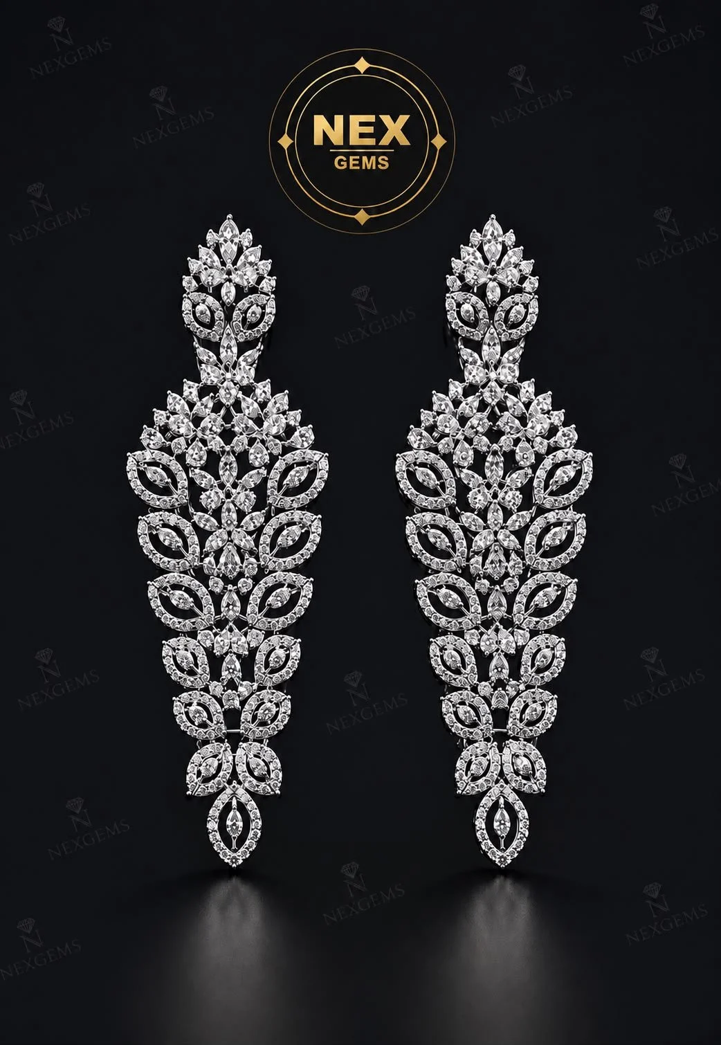 Sterling Silver Marquise Cascade Chandelier Earrings