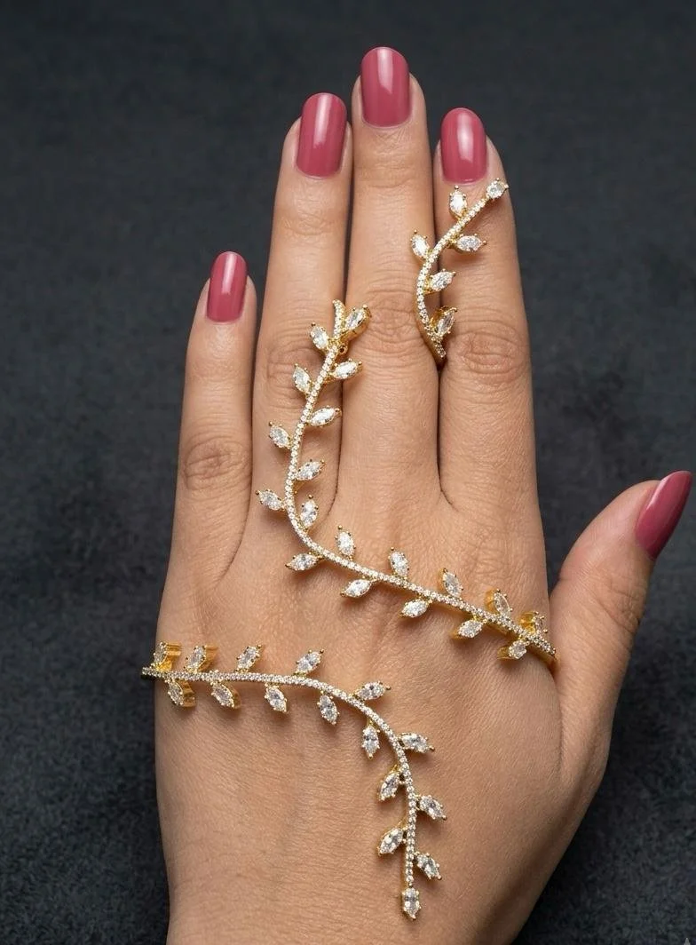Sterling Silver Leaf/Vine Double-Finger Ring
