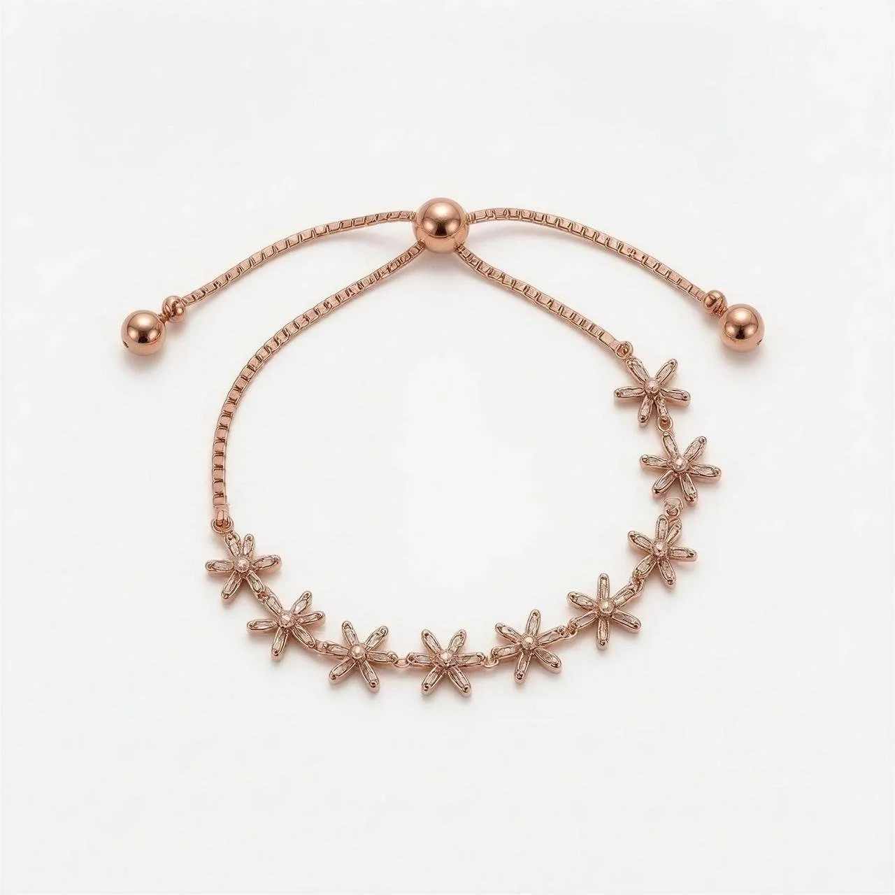 Rose gold plated daisy/flower bolo bracelet