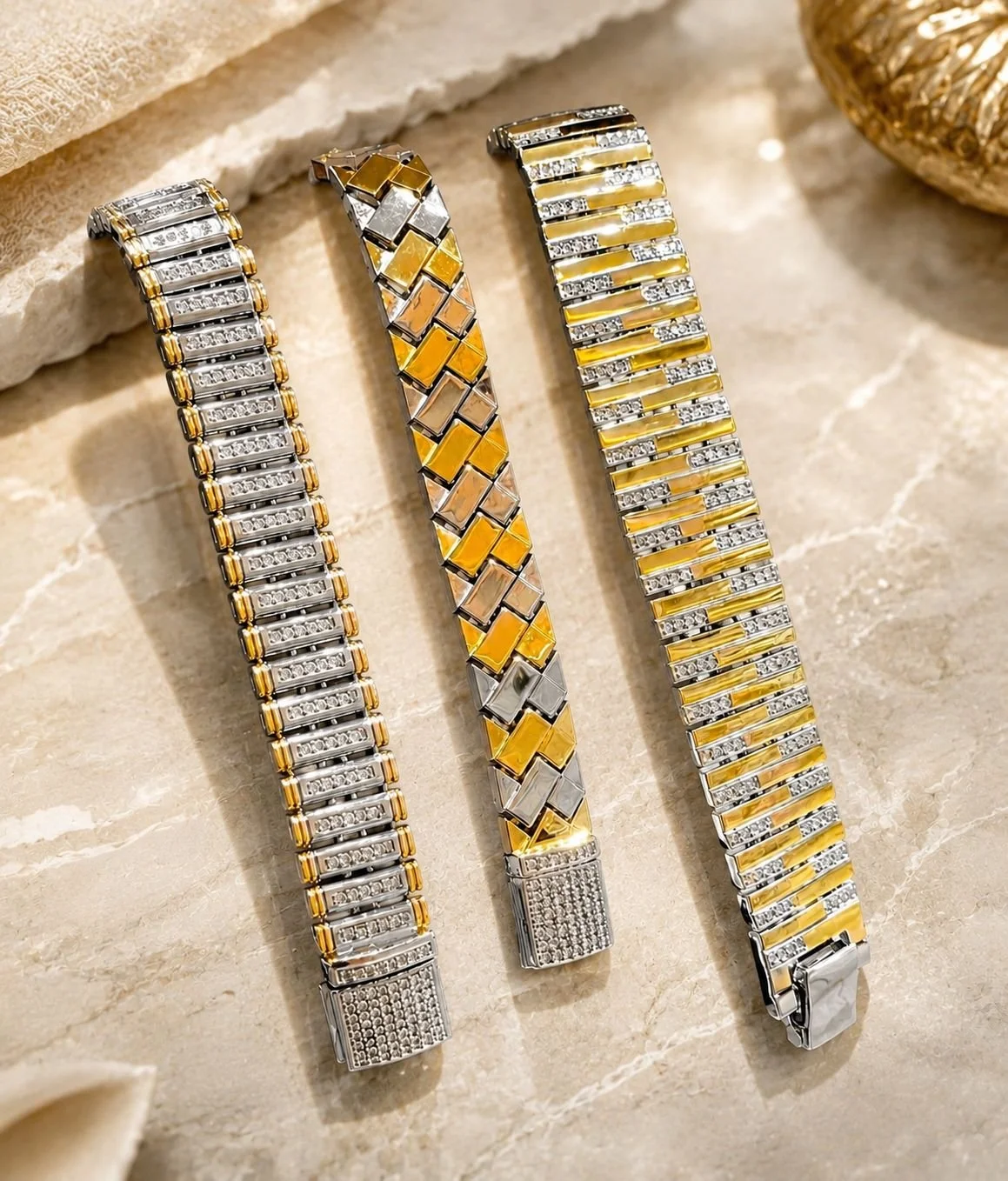 Men's Two-Tone Sterling Silver Link Bracelet Collection