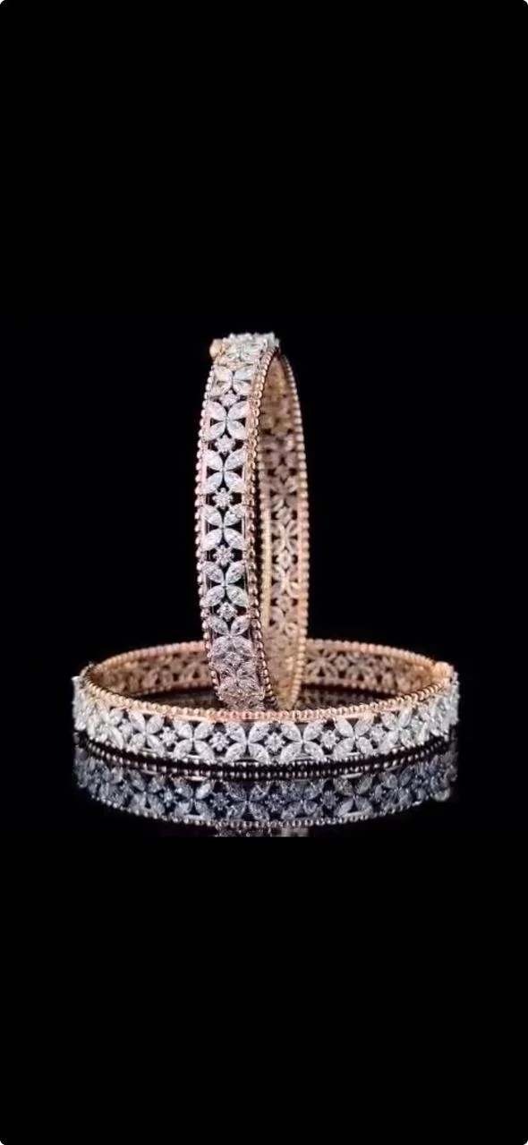 Sterling Silver Floral Lattice Bangles