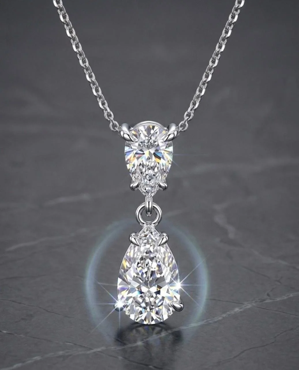 Pear-cut solitaire drop pendant
