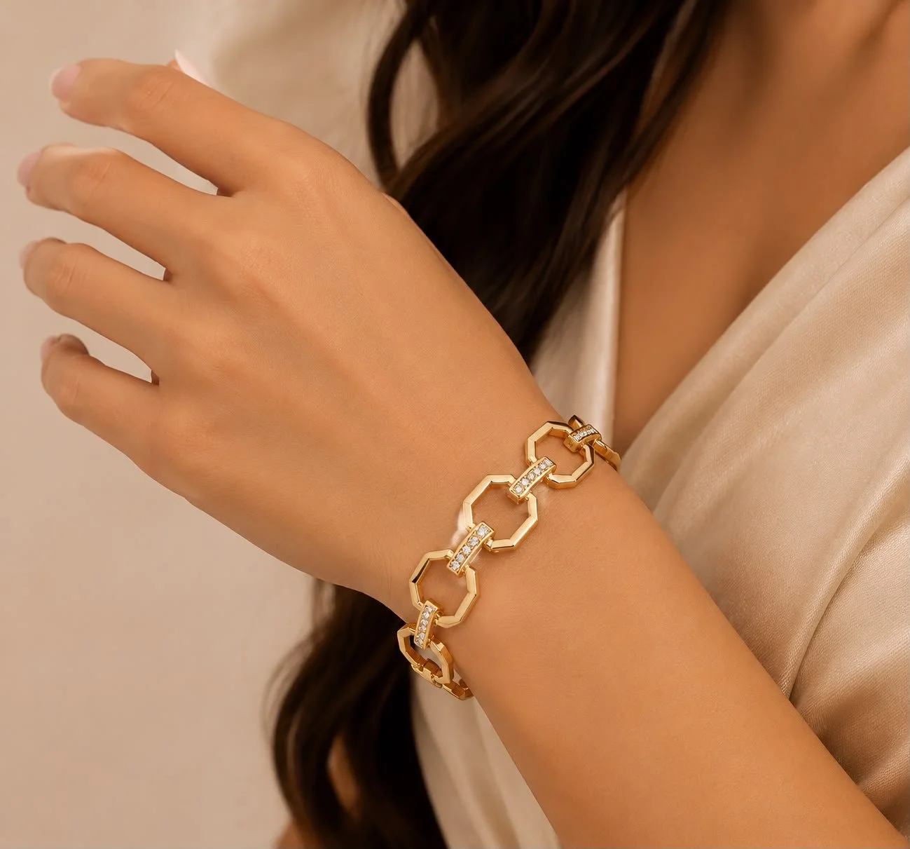 Sterling Silver Octagonal Link Bracelet