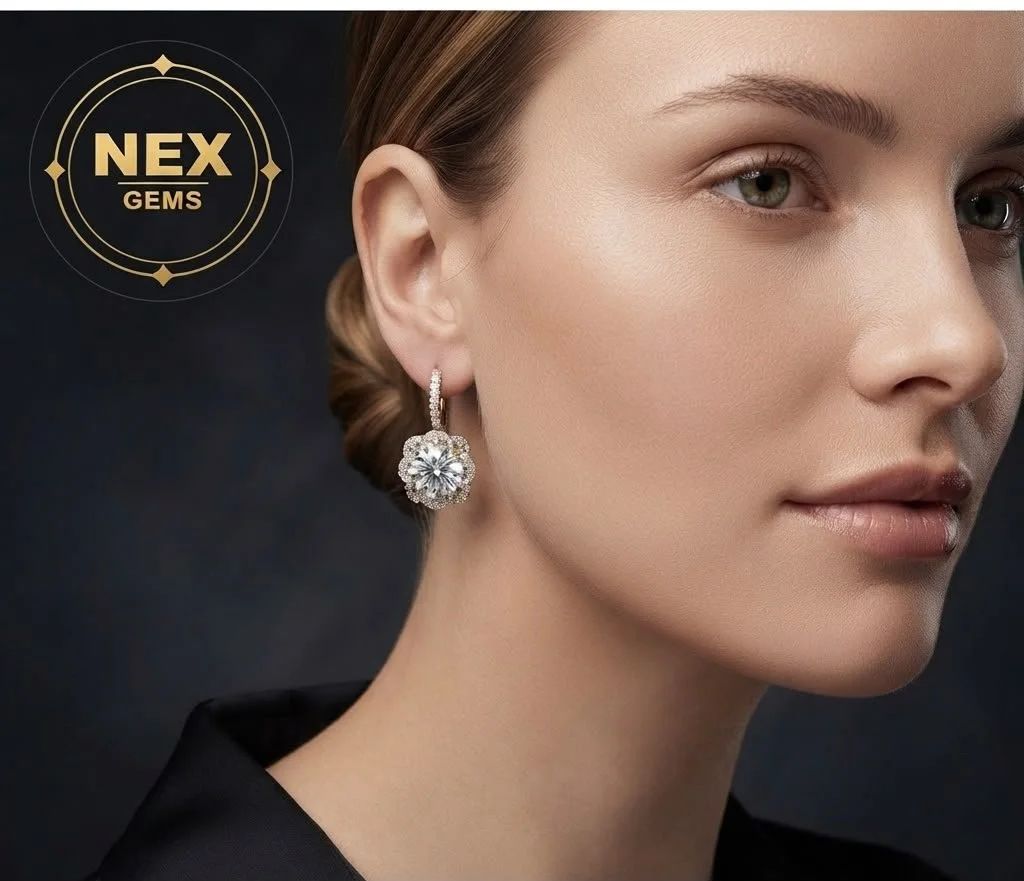 Sterling Silver Solitaire Halo Drop Earrings