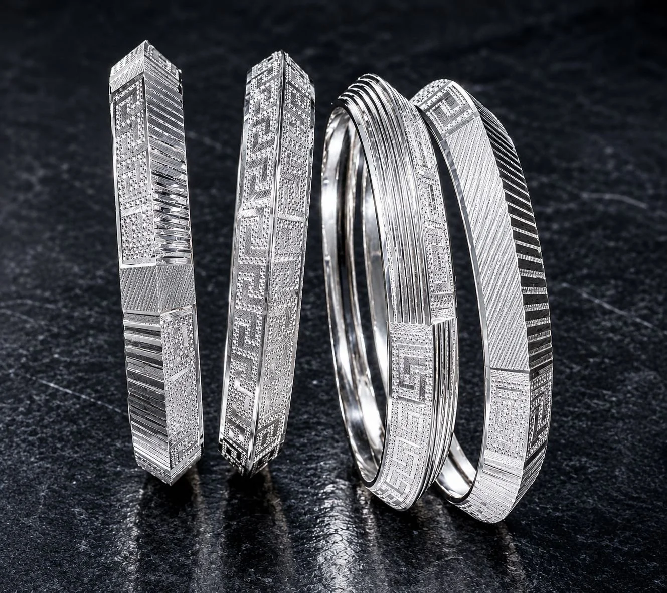 Men's Patterned Sterling Silver Kada Collection