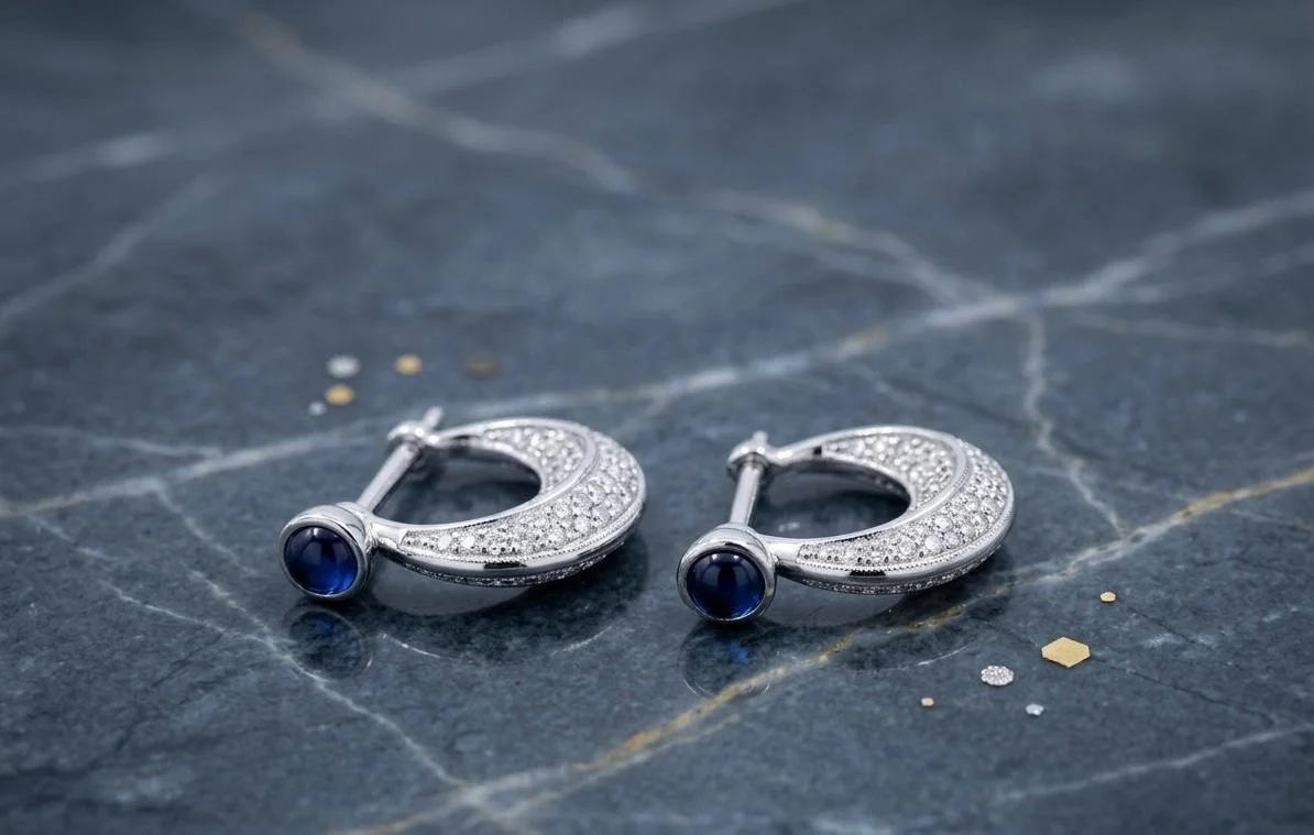 Sterling Silver Luna Crescent Hoops