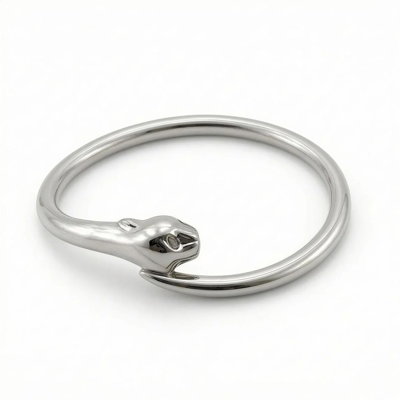 Sterling Silver panther head bypass bangle