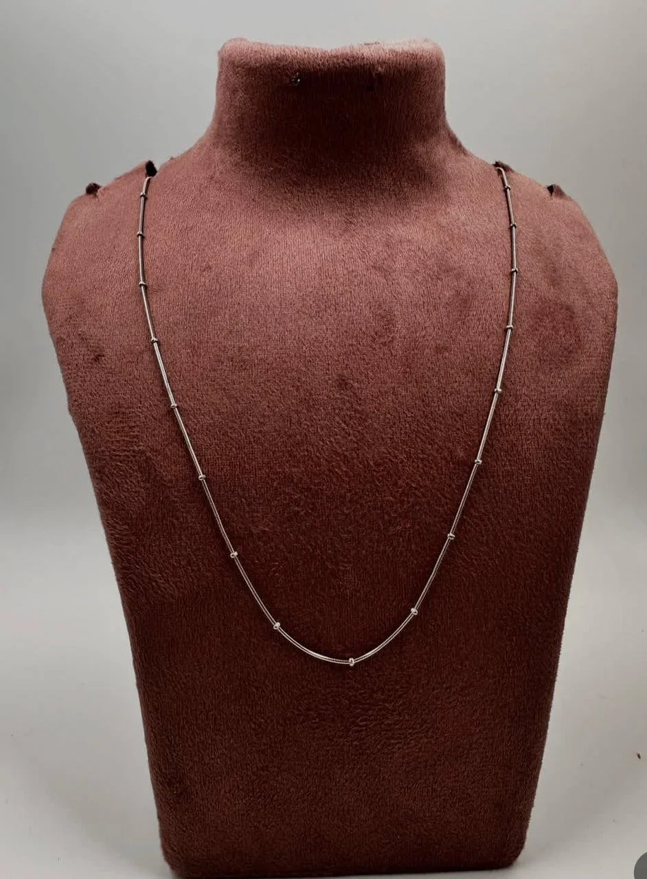 Sterling Silver beaded bar chain necklace