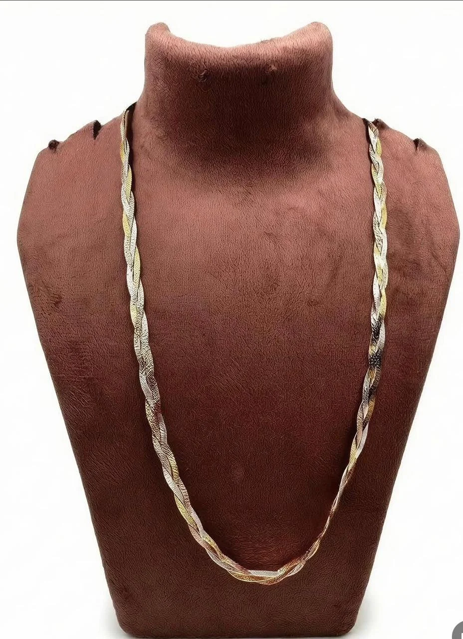 Tri-tone braided herringbone chain