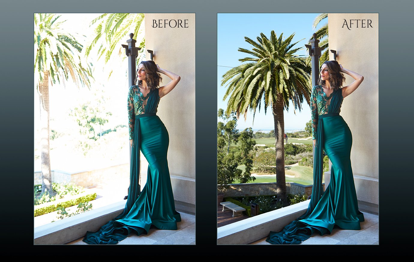 LA Travel Green Dress B4 & After.jpg