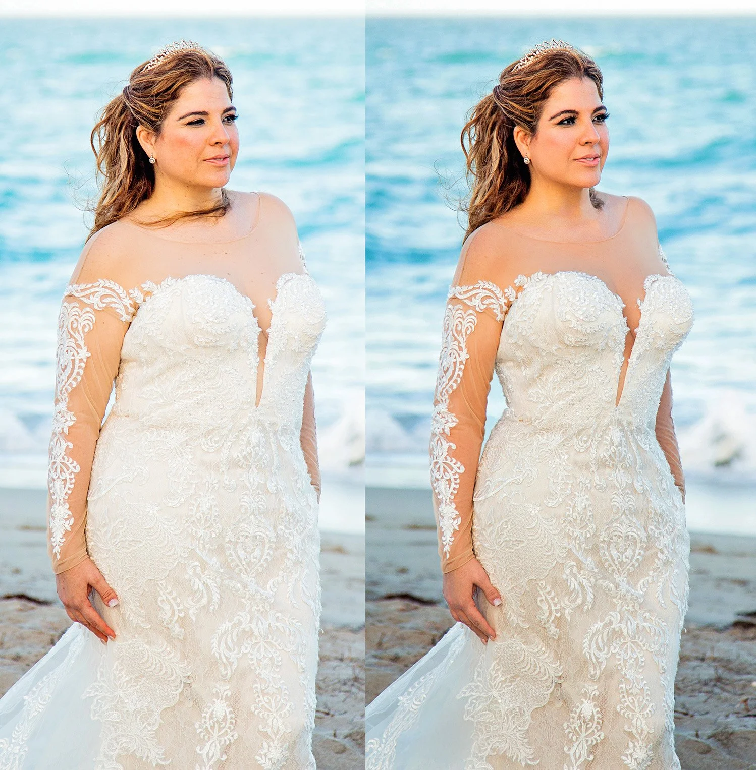Bride Near Ocean Retouched B4 & Aft flat.jpg
