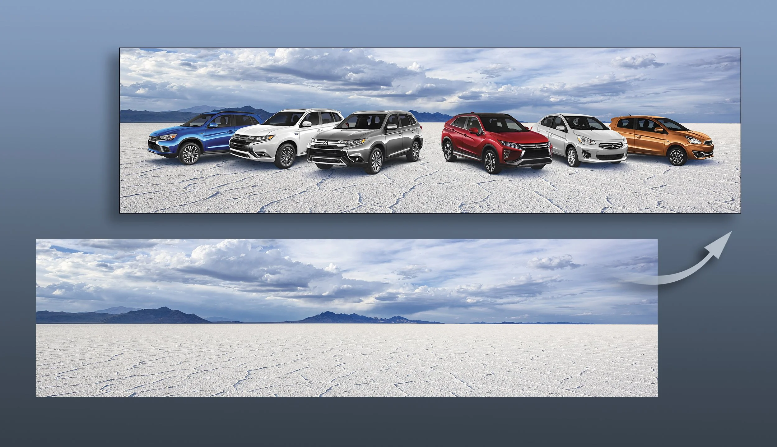 Mitsubishi Cars on Salt Flat B4&Aft.jpg