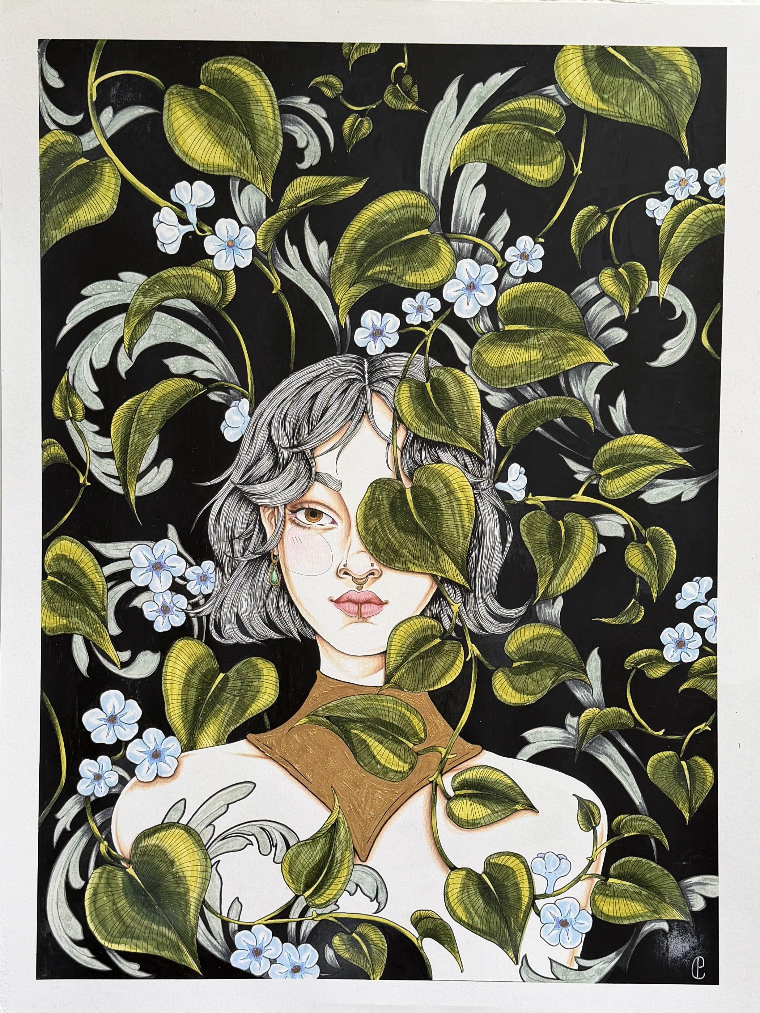 Filigree and Florals
Watercolor, Ink and Colored Pencil on Paper 