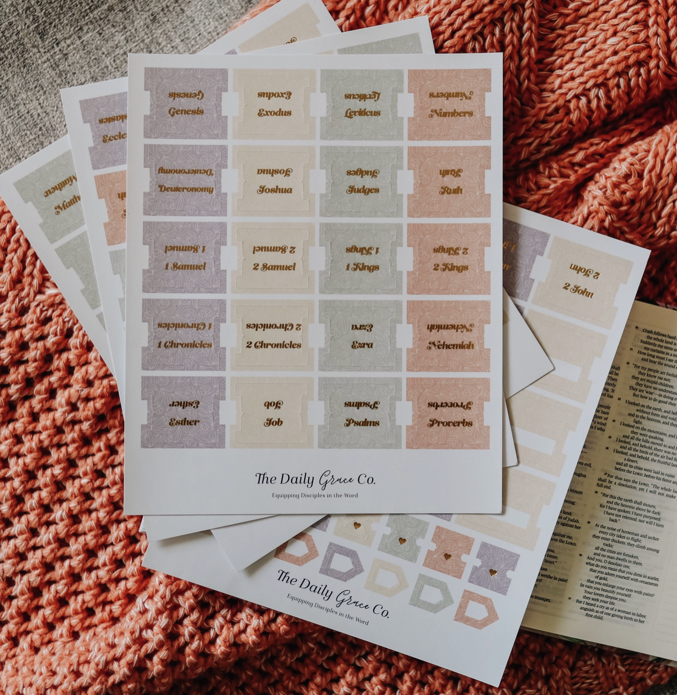 Pastel-Gold Foiled Bible Tabs