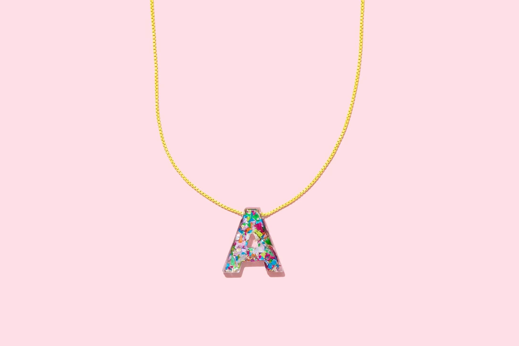 Colorful Initial Confetti Necklaces
