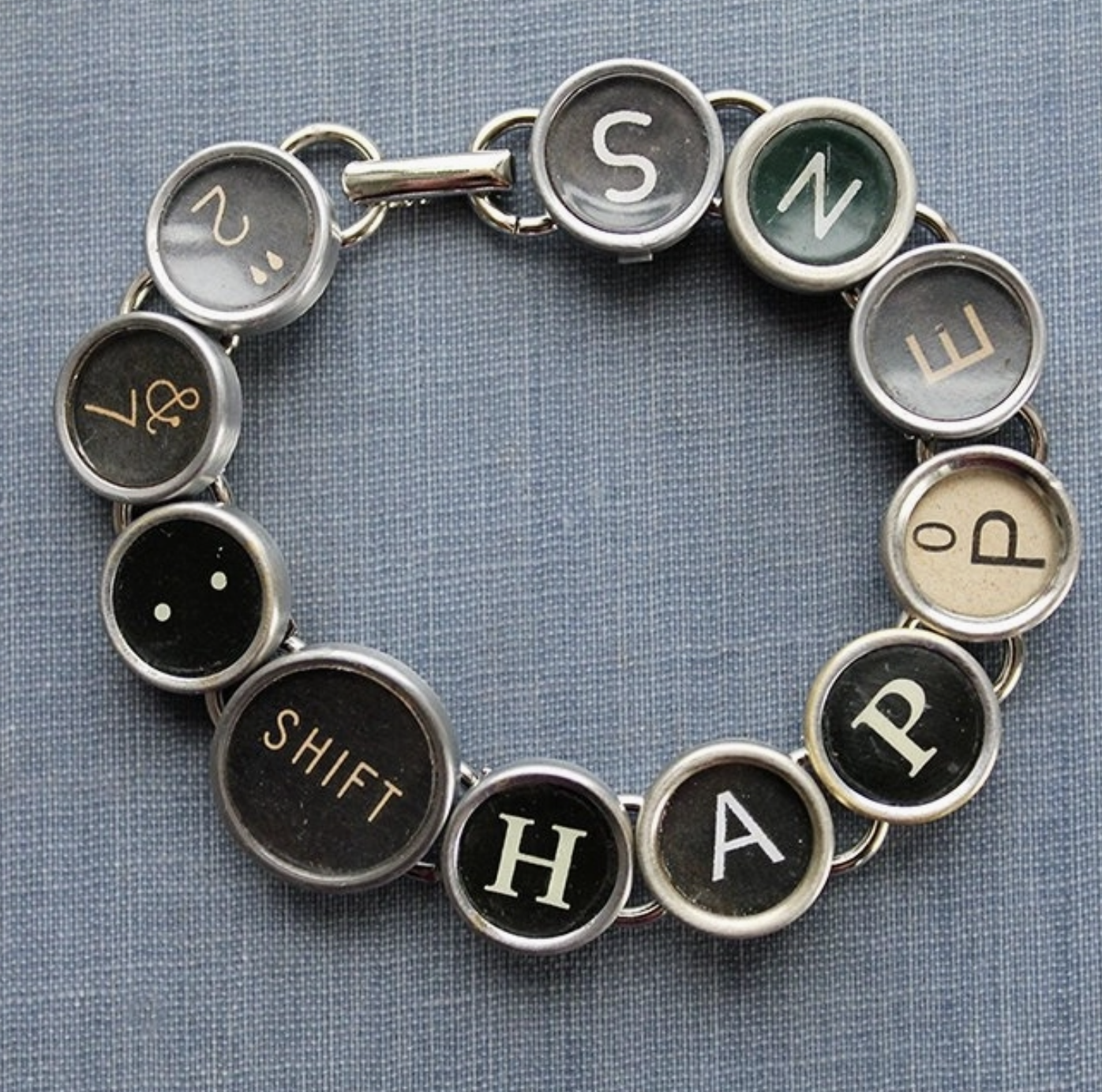 Shift Happens Typewriter Key Bracelet
