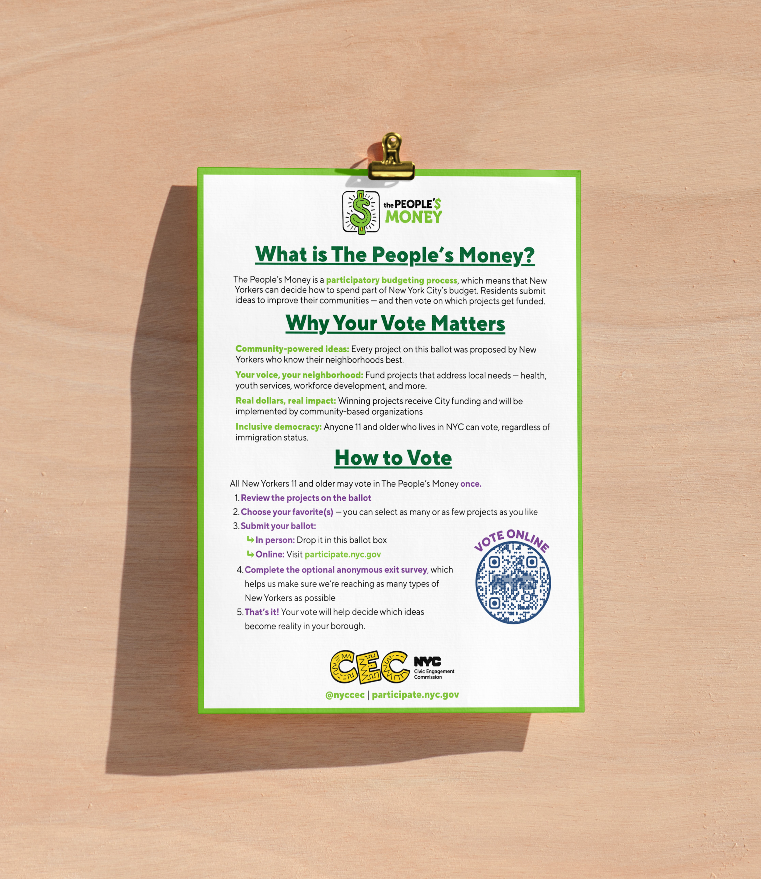 The People’s Money Ballot Box Flyer
