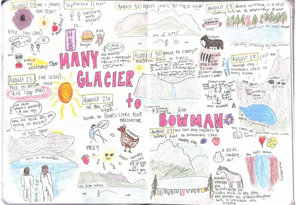 teaching some nature journaling courses this summer&hellip; here is one of my favorites i&rsquo;ve ever done! 🫶 course sign up info in my bio :) #naturejournal #glacier #nationalpark #backpacking #solo