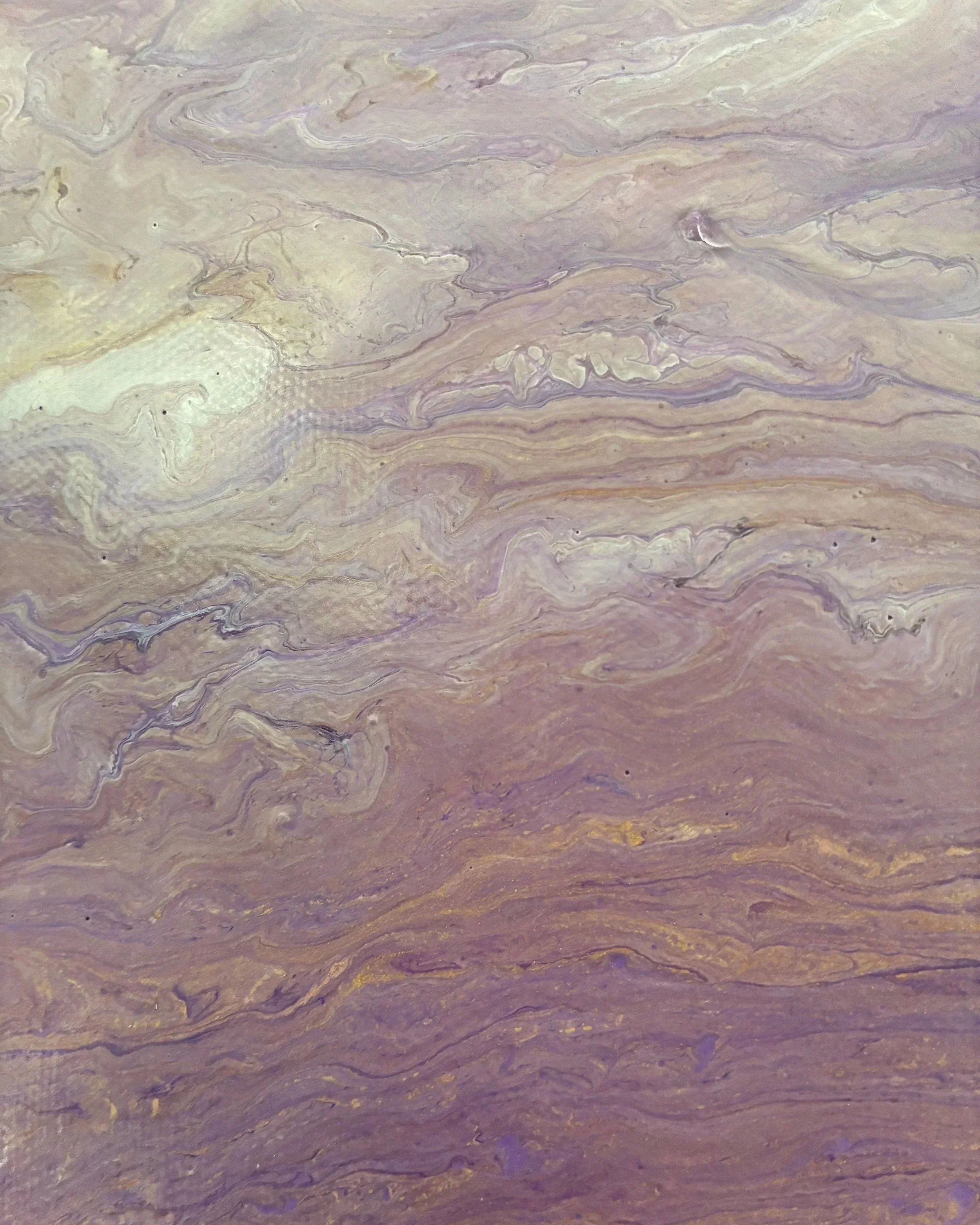 Lavender and pearl marbling with soft flowing movement and layered stone-inspired texture.