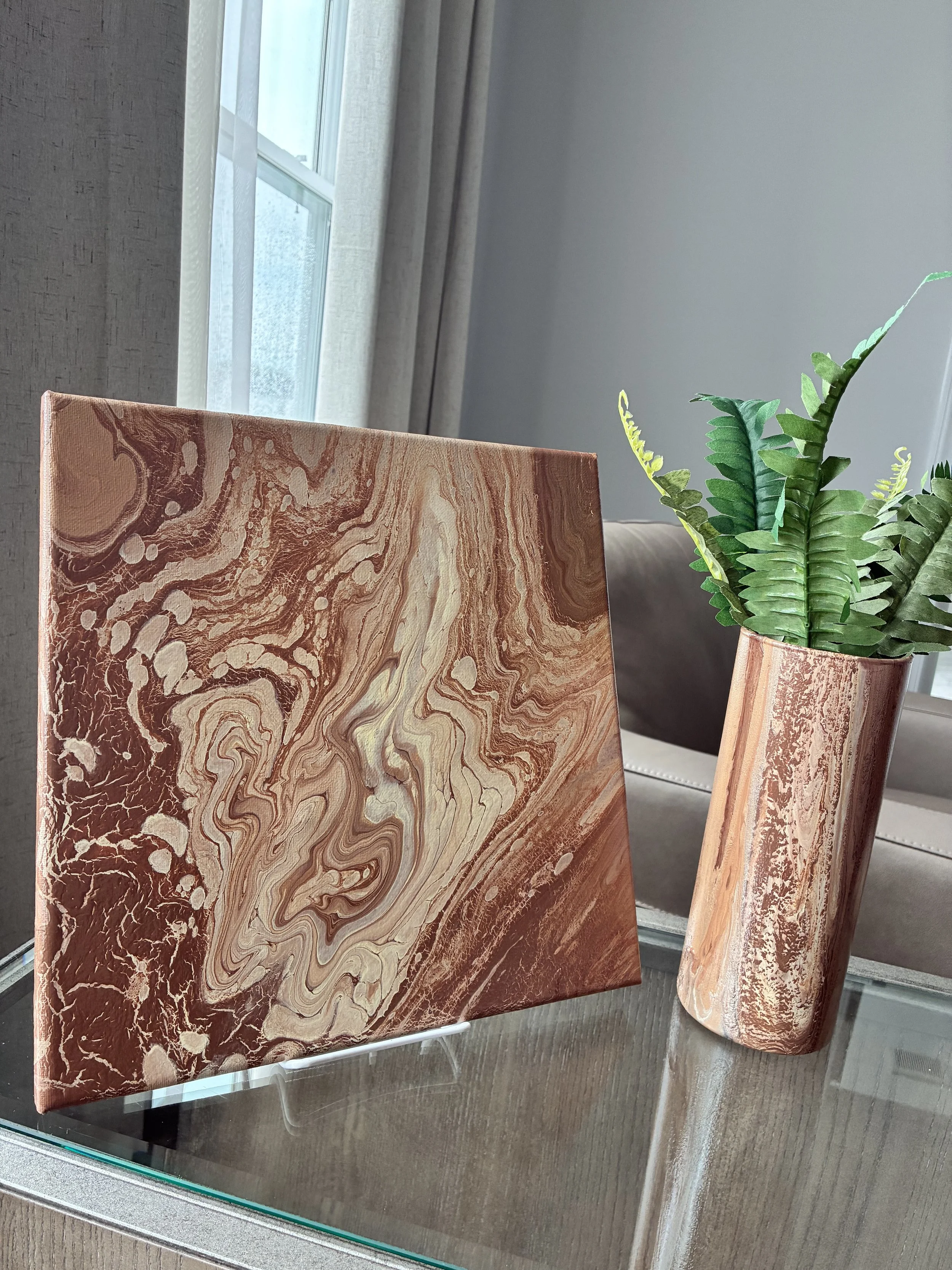 Velvet Ember — rich marbling, burnished glow, and sculptural warmth