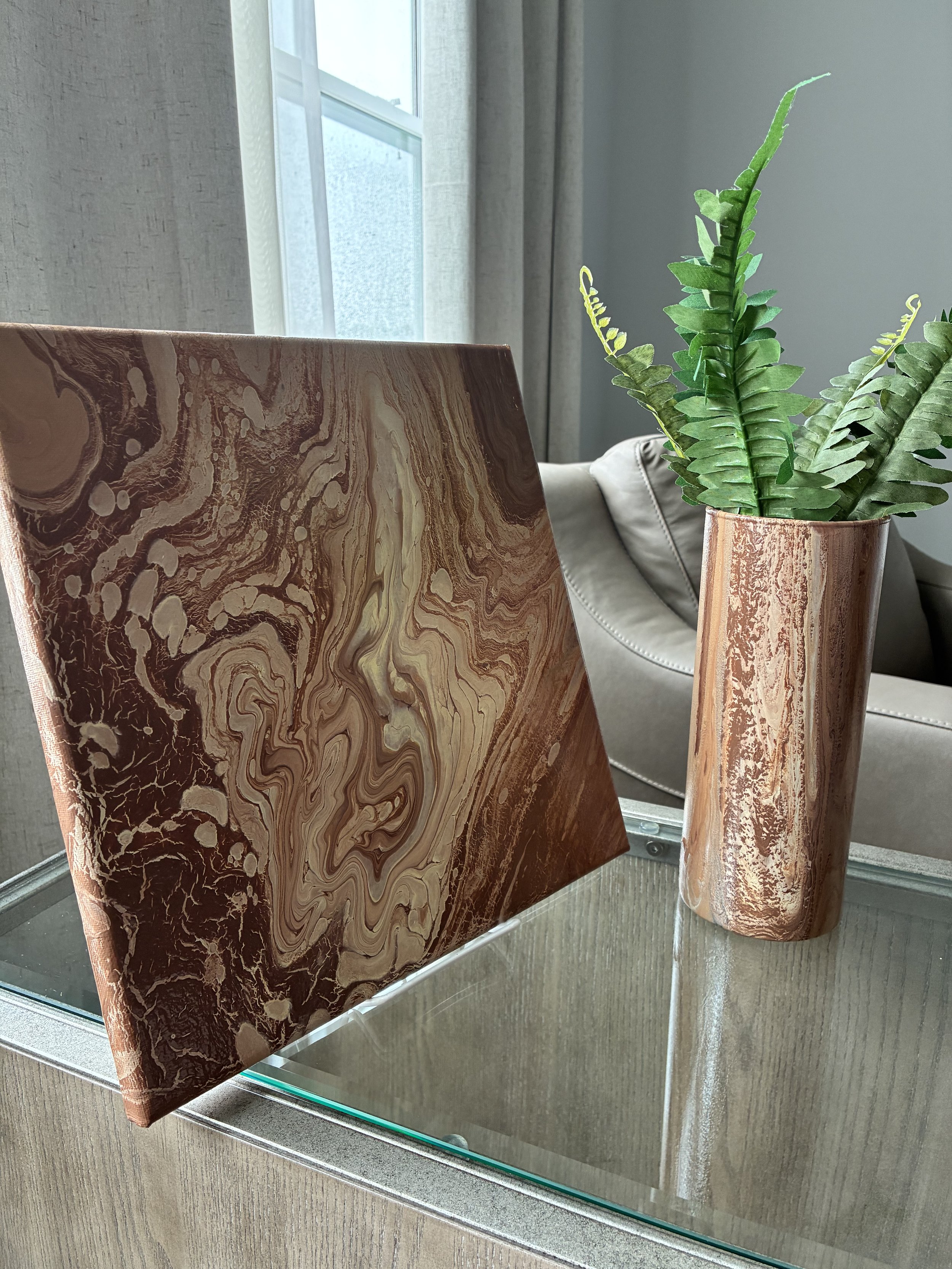 Velvet Ember — where flowing bronze marbling meets sculptural warmth and modern luxury.